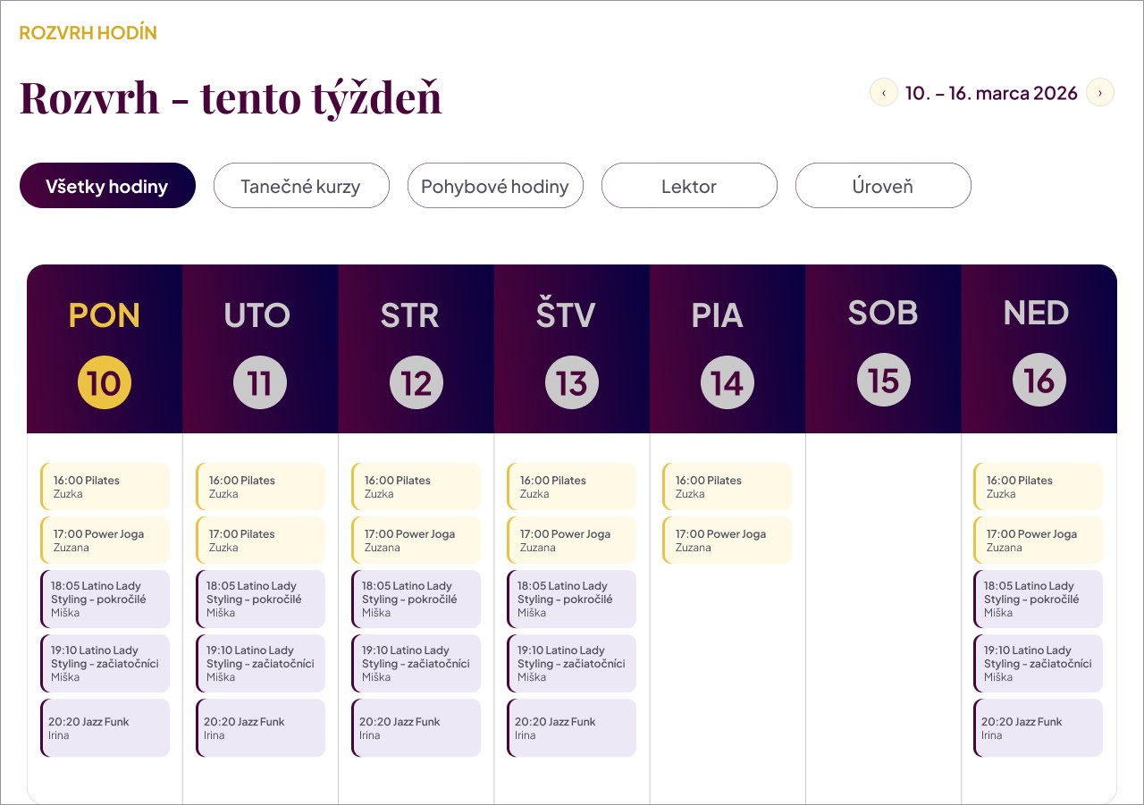 Redesigned weekly timetable