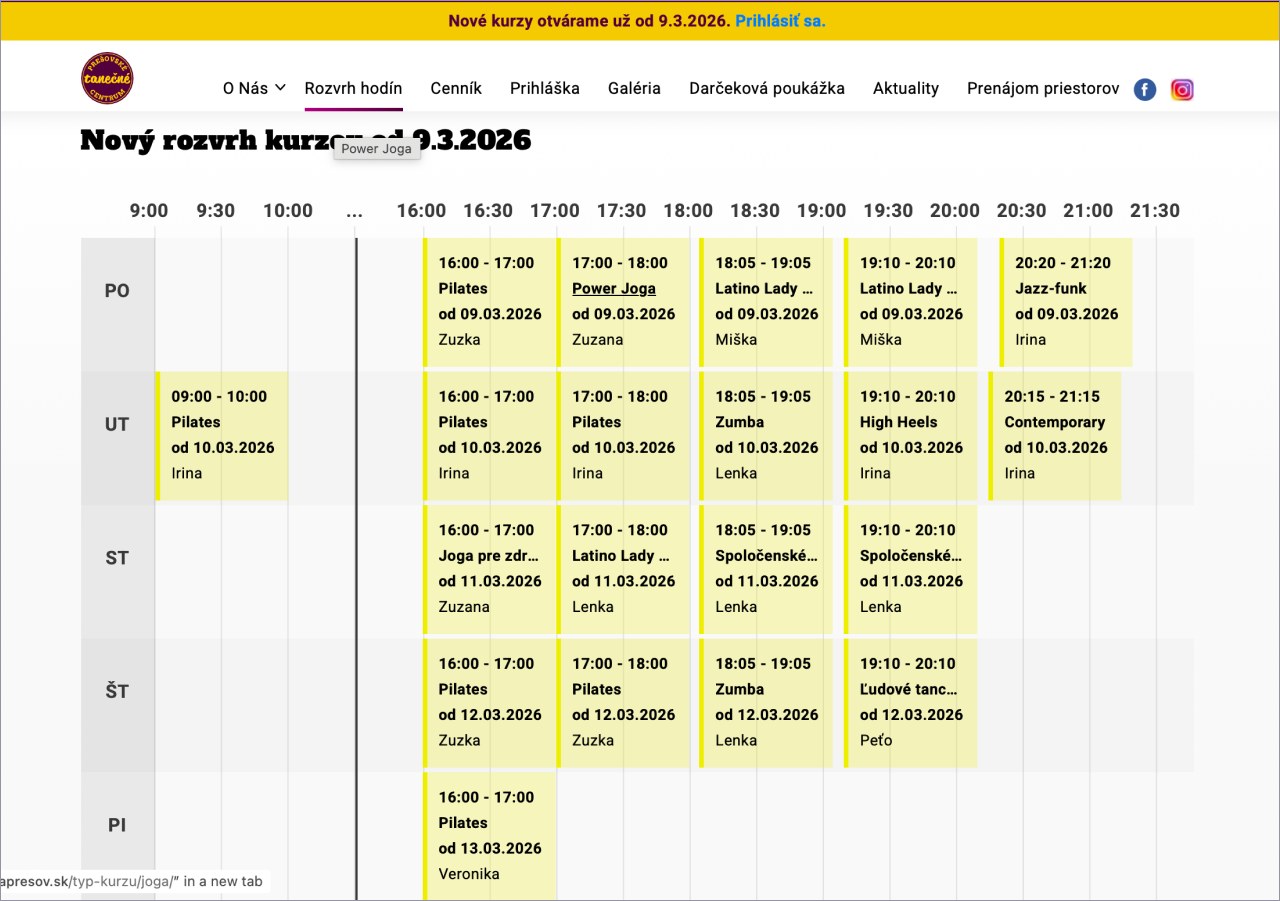 Original timetable